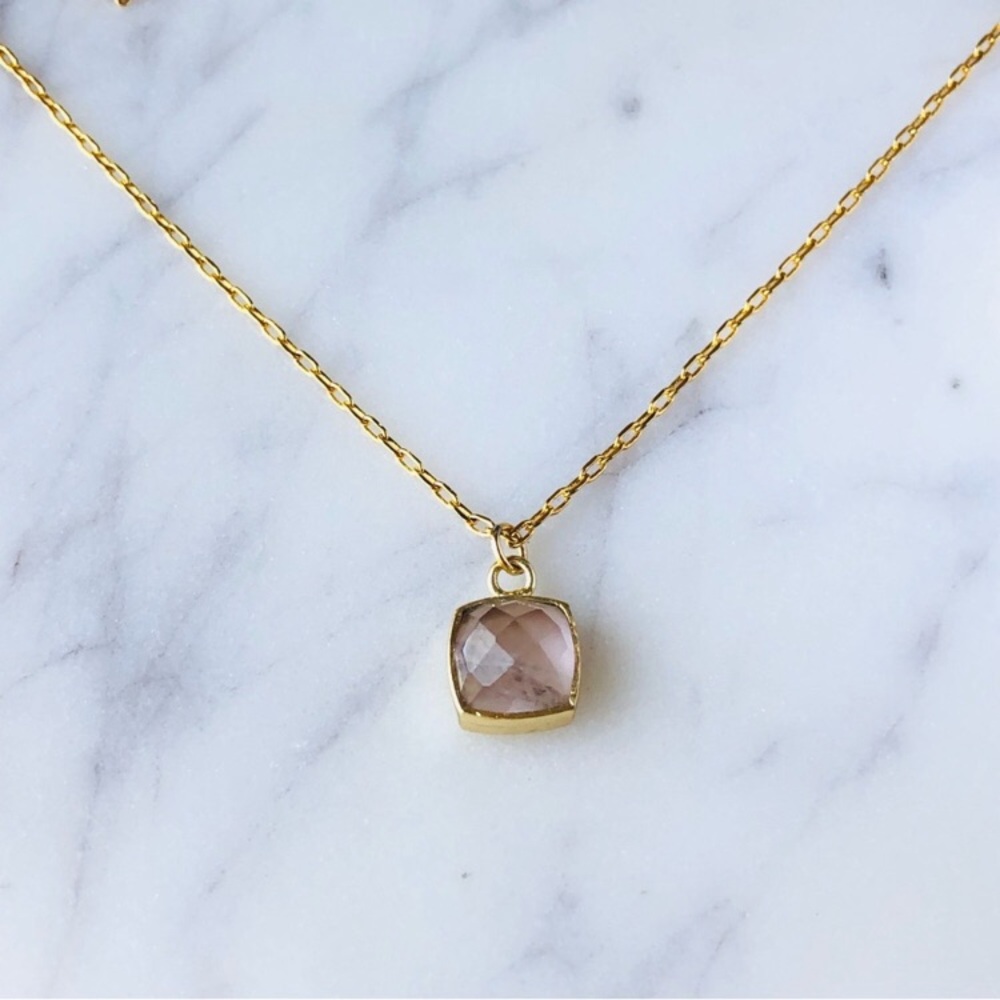 18K Gold Plated Rose Quartz Necklace